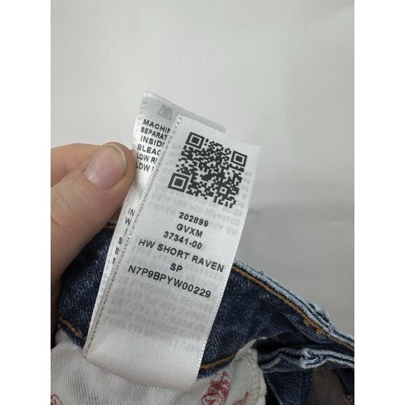 True Religion Jean Shorts Women 28 Blue Denim Distressed Preppy Grunge Skater - Picture 7 of 10